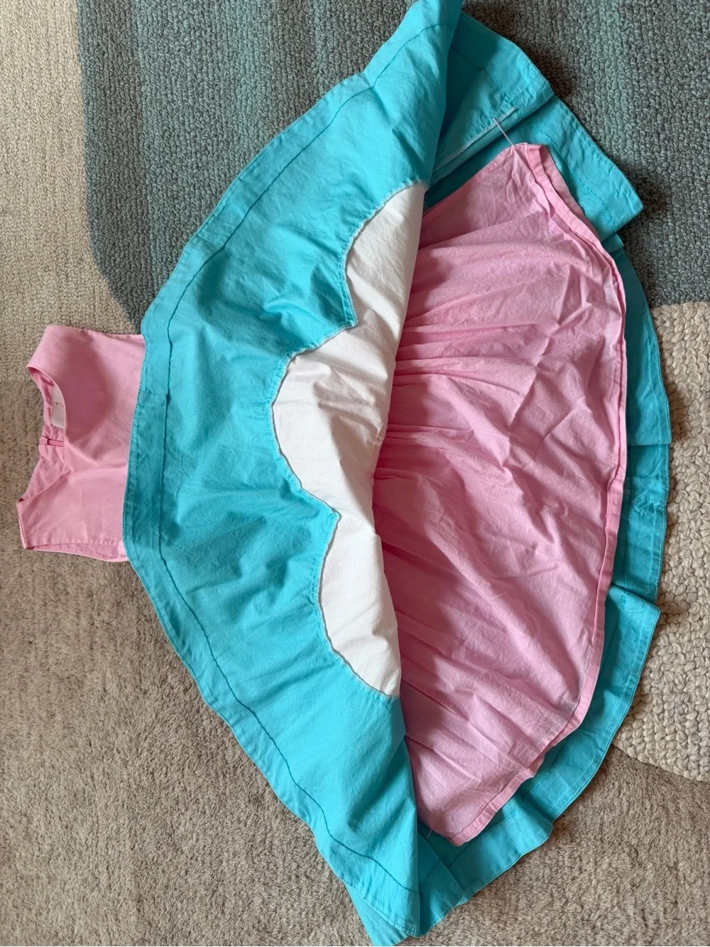 Jacadi Pink White Blue Scallop Dress Costume